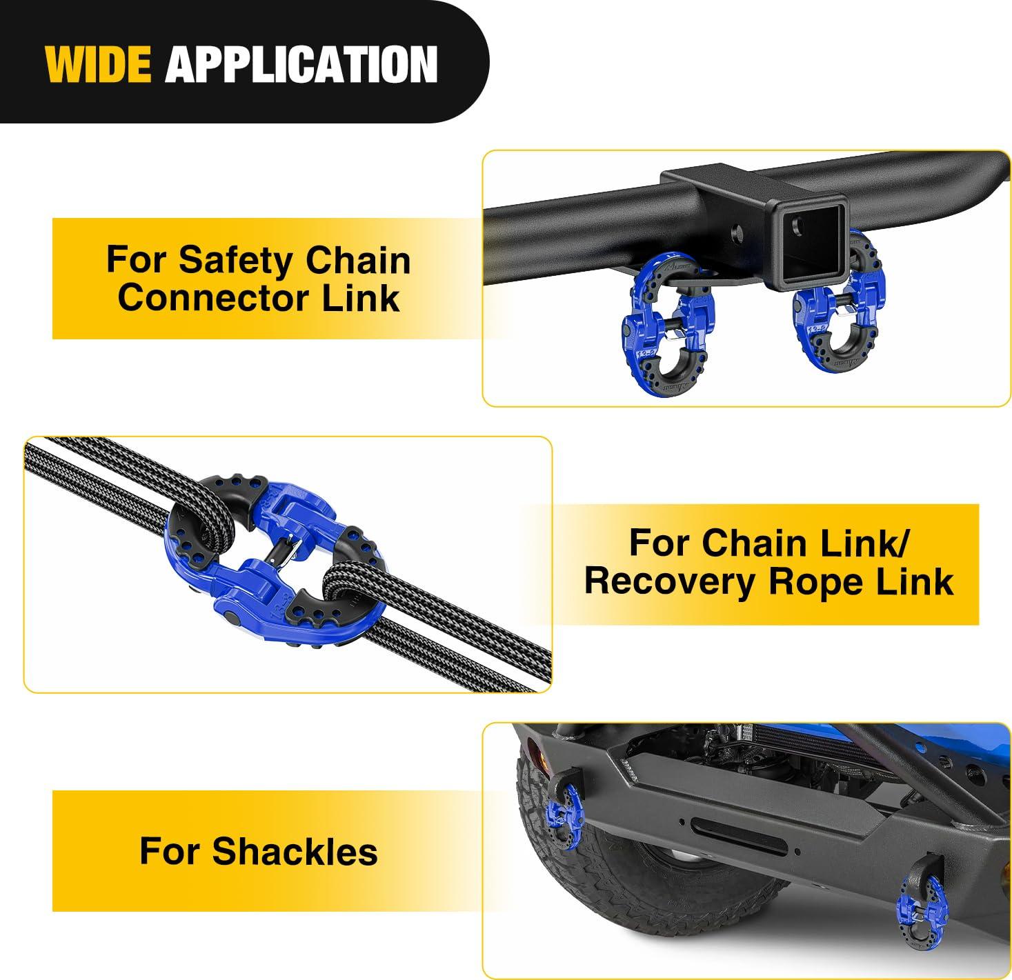 imageNilight Safety Chain Connector Link 12In Tow Hitch Hammerlock Coupling Link 2 Pcs Forged Steel Tow Chain Connector for Chain LinkRecovery Rope LinkShackle 12000 lbs Load Limit GreyBlue