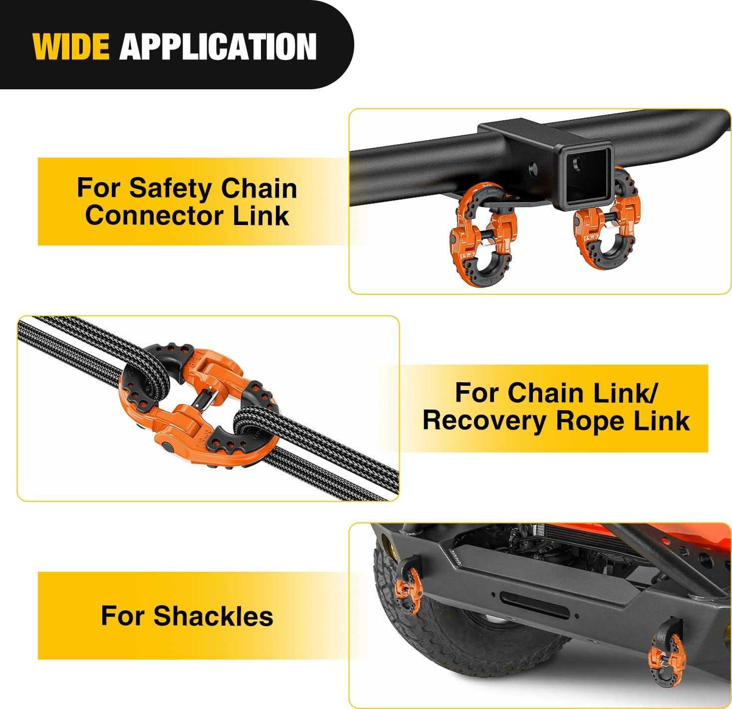imageNilight Safety Chain Connector Link 12In Tow Hitch Hammerlock Coupling Link 2 Pcs Forged Steel Tow Chain Connector for Chain LinkRecovery Rope LinkShackle 12000 lbs Load Limit GreyOrange