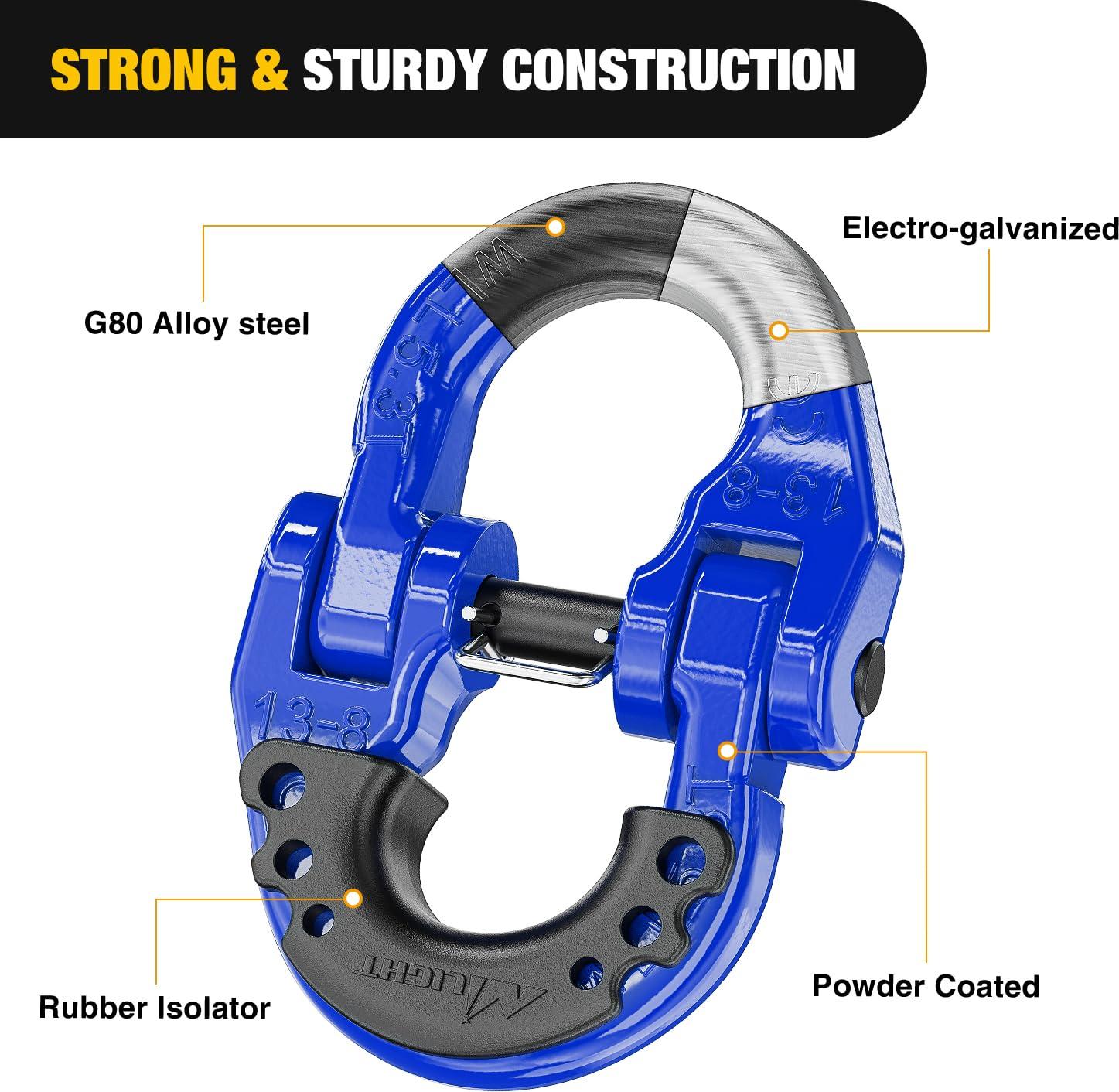 imageNilight Safety Chain Connector Link 12In Tow Hitch Hammerlock Coupling Link 2 Pcs Forged Steel Tow Chain Connector for Chain LinkRecovery Rope LinkShackle 12000 lbs Load Limit GreyBlue