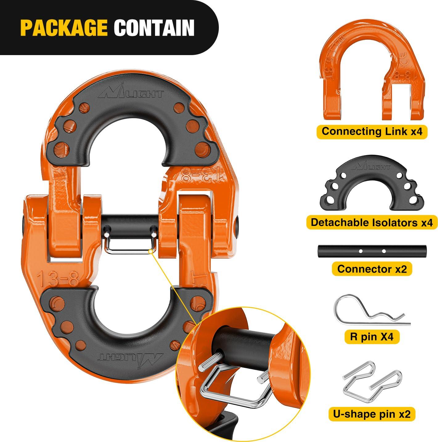 imageNilight Safety Chain Connector Link 12In Tow Hitch Hammerlock Coupling Link 2 Pcs Forged Steel Tow Chain Connector for Chain LinkRecovery Rope LinkShackle 12000 lbs Load Limit GreyOrange
