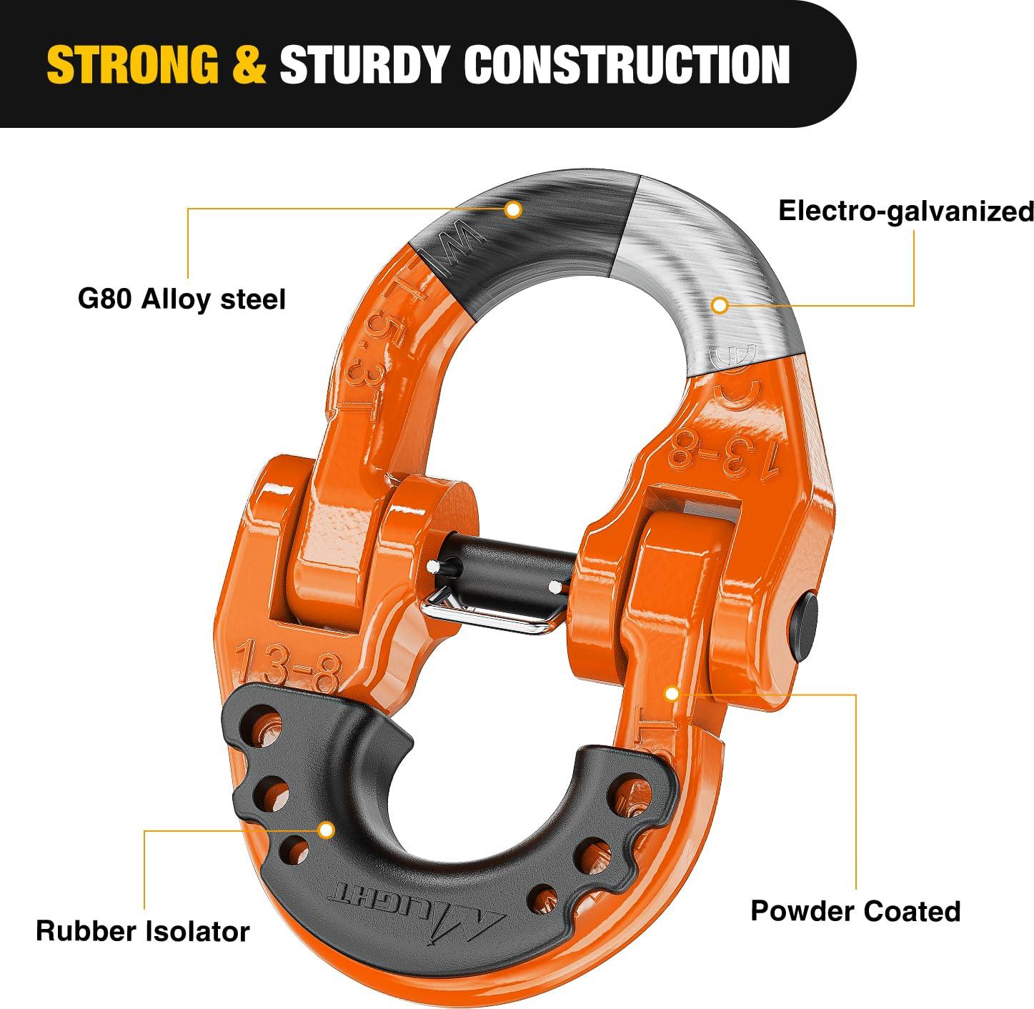 imageNilight Safety Chain Connector Link 12In Tow Hitch Hammerlock Coupling Link 2 Pcs Forged Steel Tow Chain Connector for Chain LinkRecovery Rope LinkShackle 12000 lbs Load Limit GreyOrange