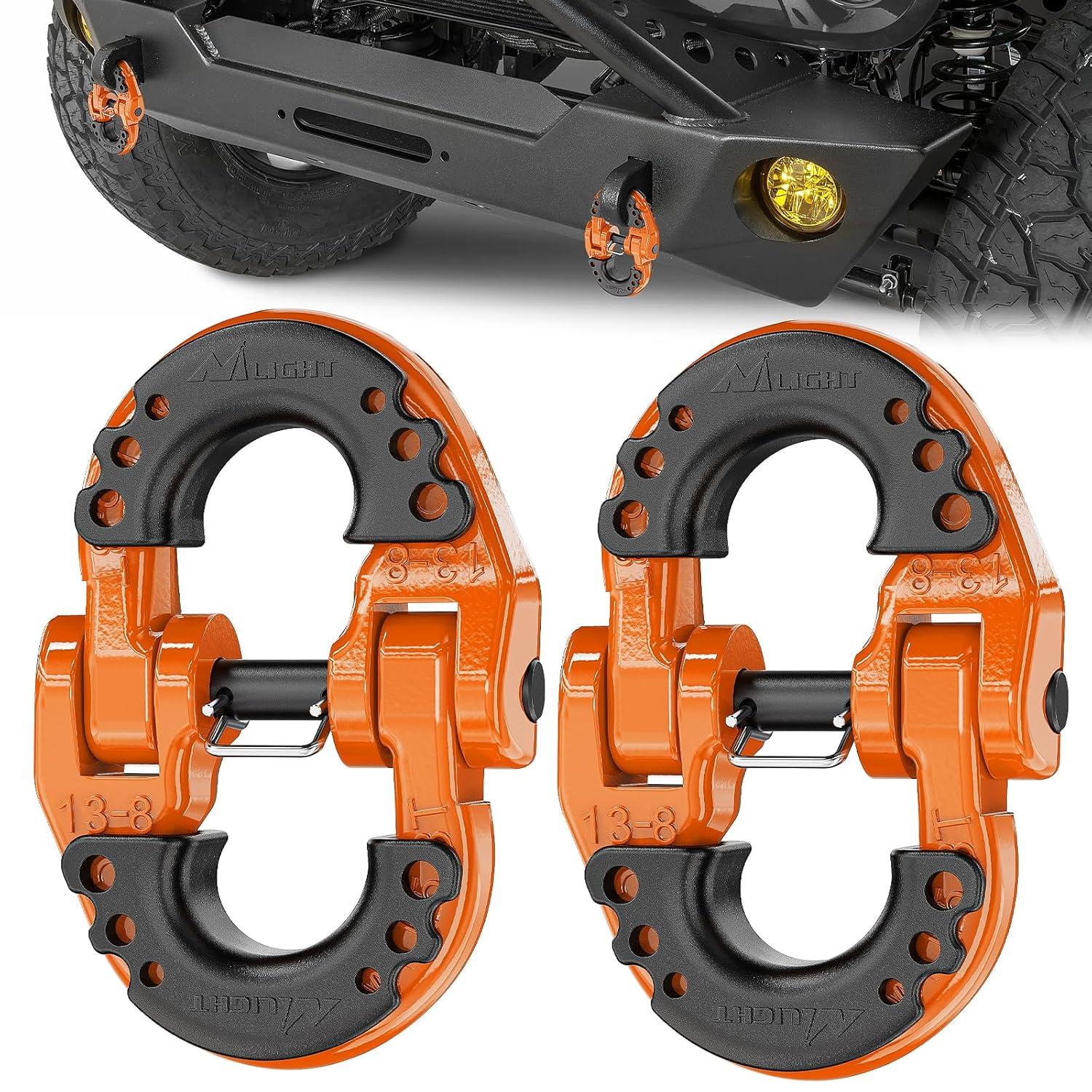 imageNilight Safety Chain Connector Link 12In Tow Hitch Hammerlock Coupling Link 2 Pcs Forged Steel Tow Chain Connector for Chain LinkRecovery Rope LinkShackle 12000 lbs Load Limit GreyOrange