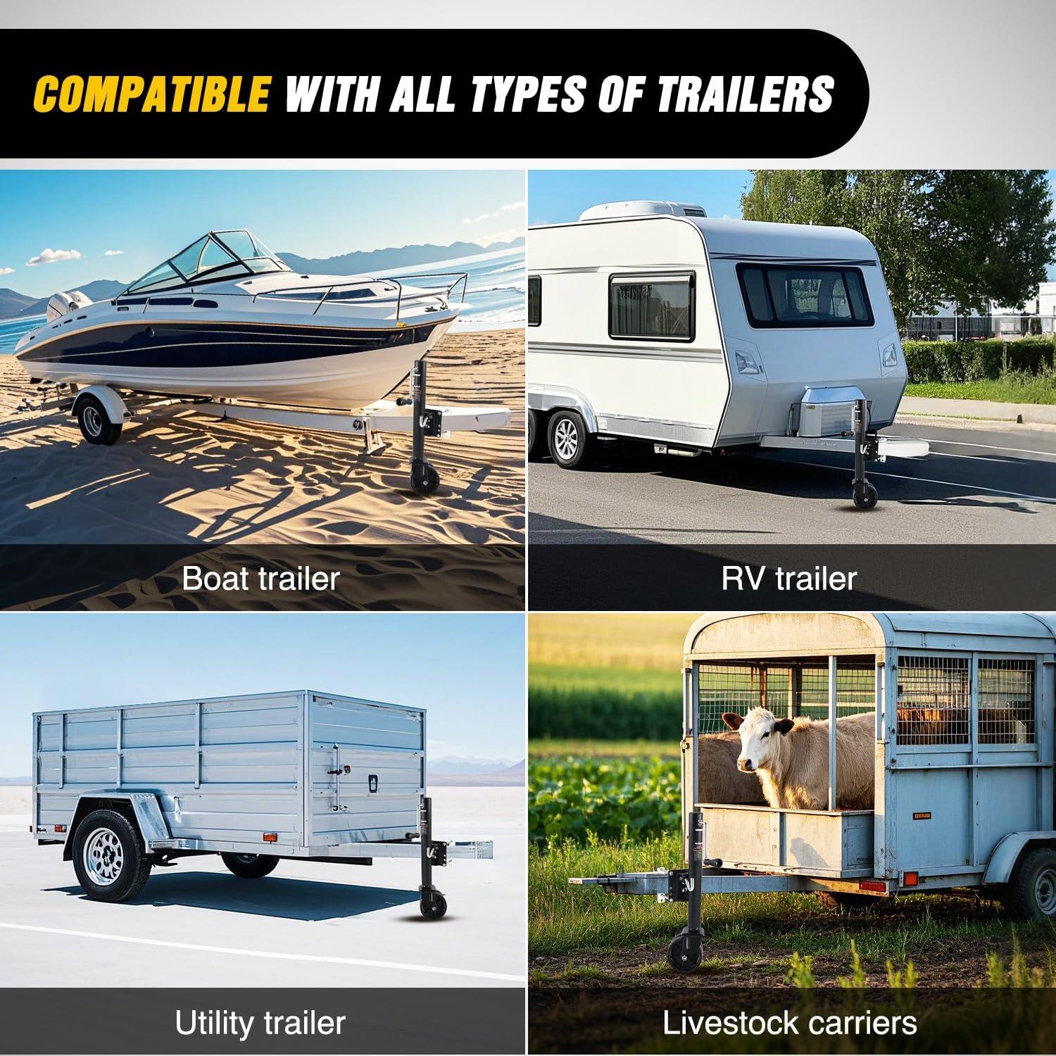 imageNilight Trailer Jack 8000 LBS Weld On Heavy Duty Trailer Jacks Alloy Steel Square Direct Utility Trailers Tongue Jack 14 Inch Lift Adjustable Drop Leg RV Jack for Boat RV Camper Horse Yacht Trailers12 1500lb Jack w Wheel