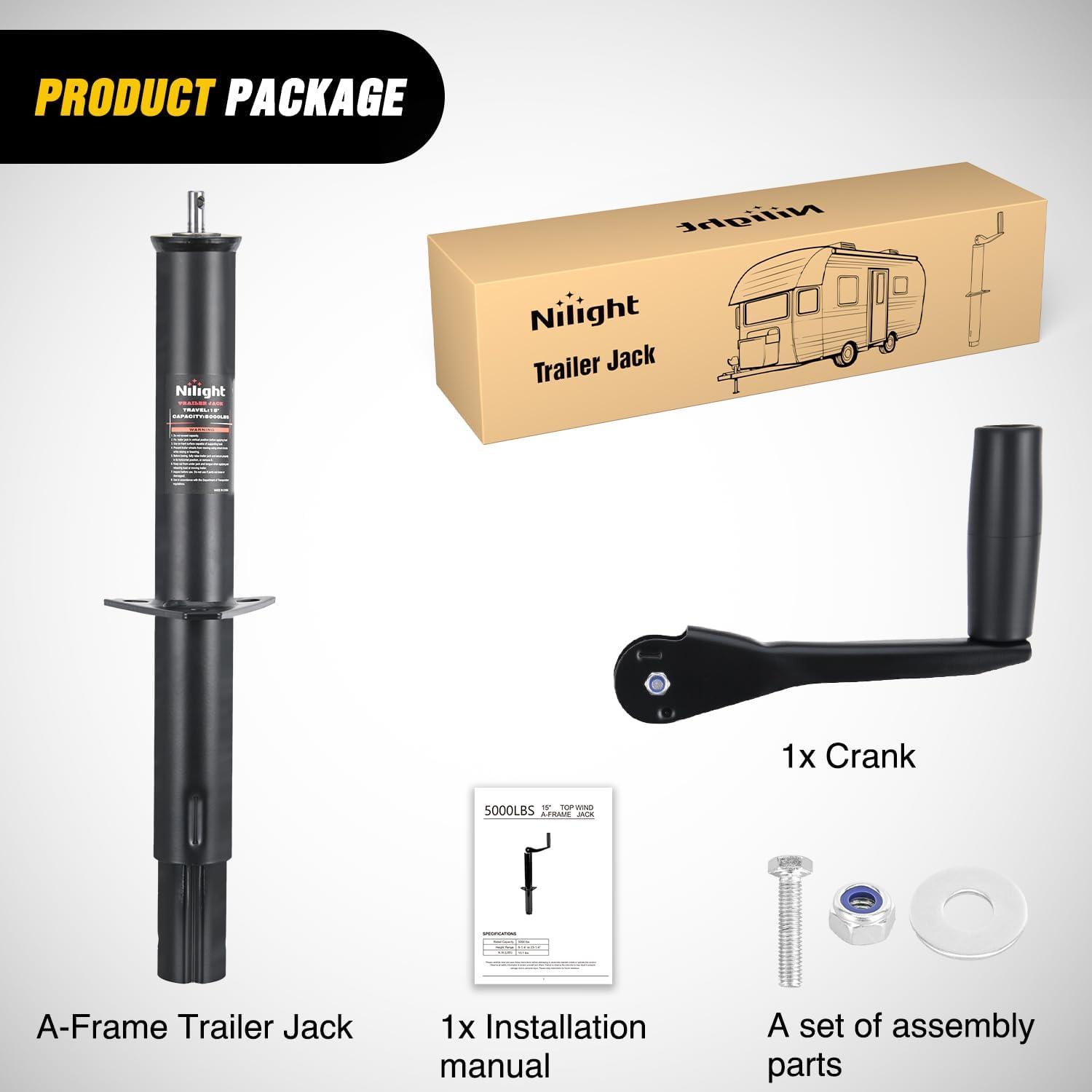 imageNilight Trailer Jack 8000 LBS Weld On Heavy Duty Trailer Jacks Alloy Steel Square Direct Utility Trailers Tongue Jack 14 Inch Lift Adjustable Drop Leg RV Jack for Boat RV Camper Horse Yacht Trailers15 5000lb AFrame Jack