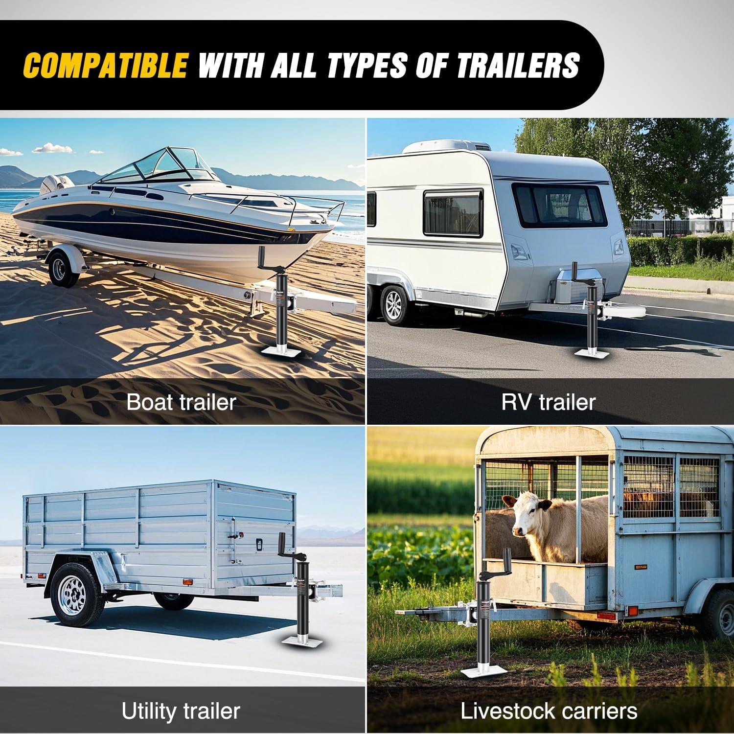 imageNilight Trailer Jack 8000 LBS Weld On Heavy Duty Trailer Jacks Alloy Steel Square Direct Utility Trailers Tongue Jack 14 Inch Lift Adjustable Drop Leg RV Jack for Boat RV Camper Horse Yacht Trailers10 2000lb Swivel BoltOn Jack