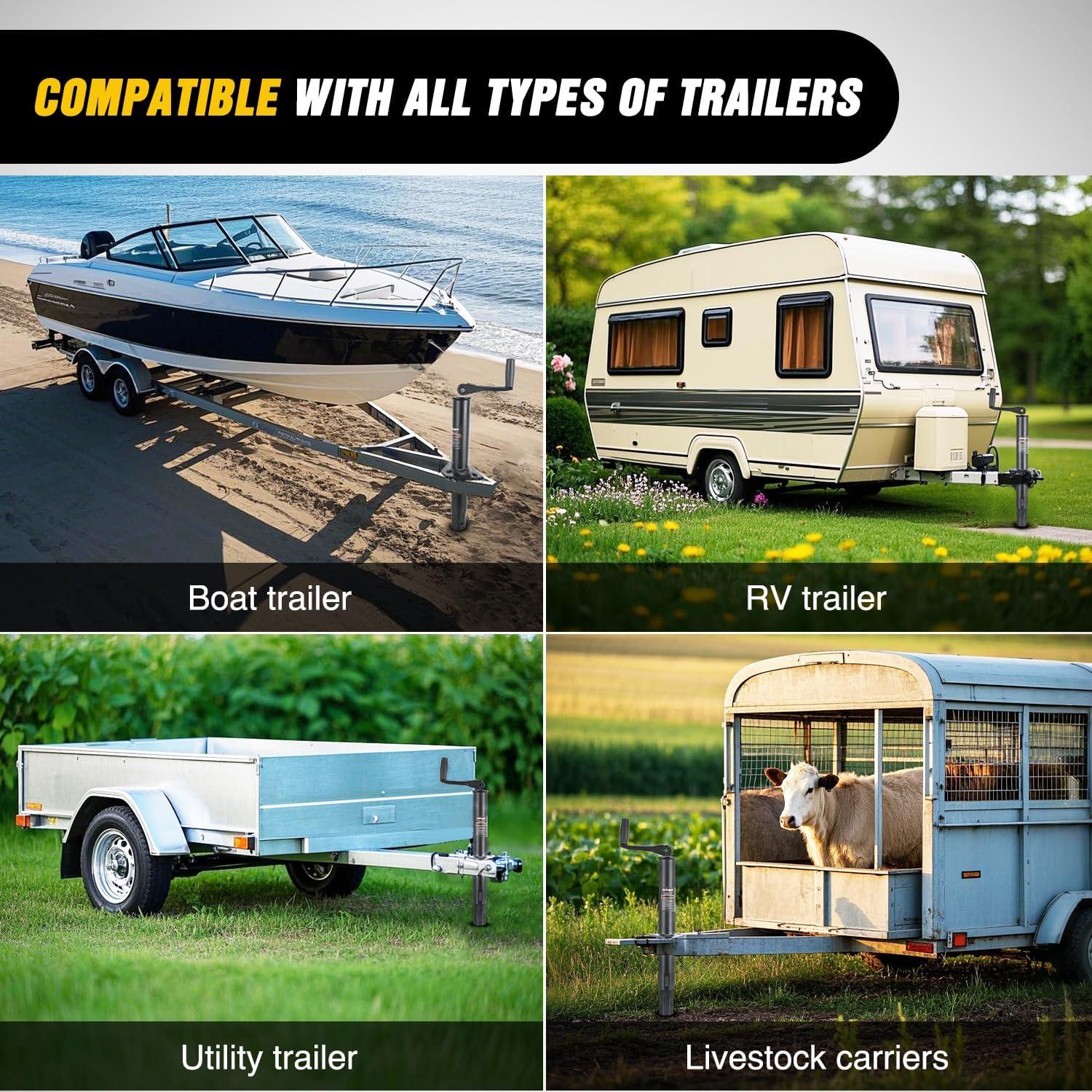 imageNilight Trailer Jack 8000 LBS Weld On Heavy Duty Trailer Jacks Alloy Steel Square Direct Utility Trailers Tongue Jack 14 Inch Lift Adjustable Drop Leg RV Jack for Boat RV Camper Horse Yacht Trailers15 5000lb AFrame Jack