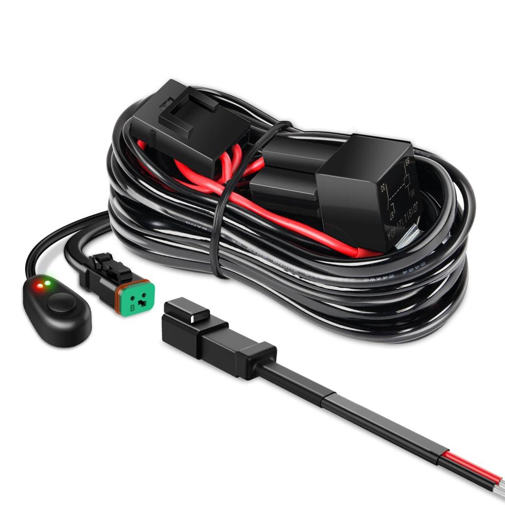 imageNilight 10018W 14AWG DT Connector Wiring Harness Kit Bar 12V On Off Switch Power Relay Blade Fuse for Off Road LED Work LightONE Lead16AWG Wiring Harness1 Lead