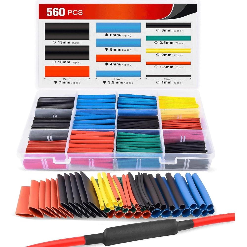imageNilight 130 Pcs 31 Heat Shrink Tubing Kit Dual Wall Adhesive Sleeve Tube Electrical Wire Cable Wrap Tube Assortment with Storage Case for DIY560Pcs 21 Heat Shrink Tubing