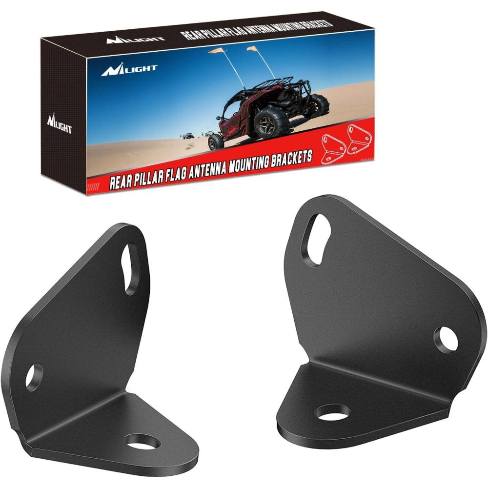 imageNilight 2 PCS Rear Pillar Flag Antenna Mounting Brackets LED Whip Light Mounts Compatible with Canam Maverick X3 20172021
