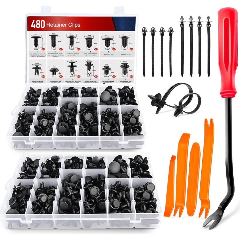 imageNilight 240PCS Bumper Retainer Clips Car Plastic Rivets Fasteners Remover Push Retainer Kit Door Trim Panel Clips for Toyota GM Ford Honda Acura Chrysler2 Years Warranty480Pcs Clips  Remover