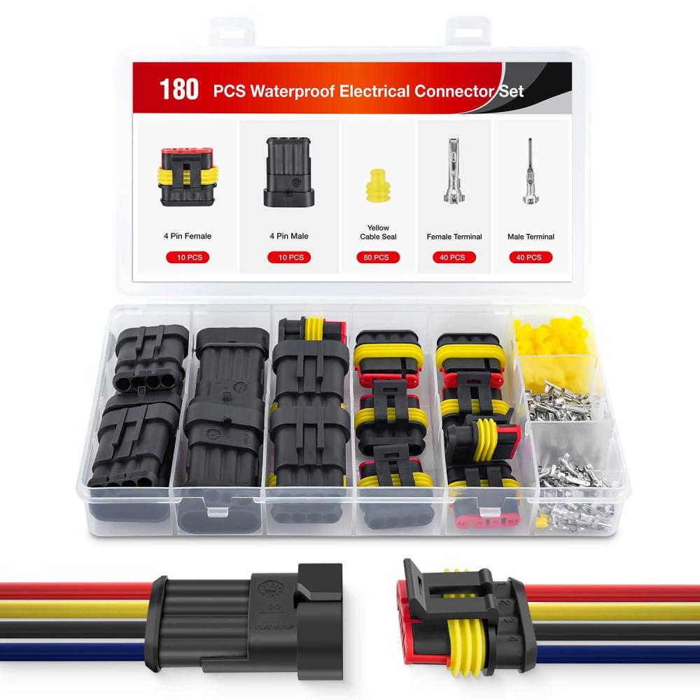 imageNilight 260PCS 6 Pin Electrical Connector Plug Male Female Terminal Wire Waterproof Connectors 6 Way Automotive Connect Set for Car Truck Motorcycle Marine Boat 10 Sets4Pin Connector 200Pcs