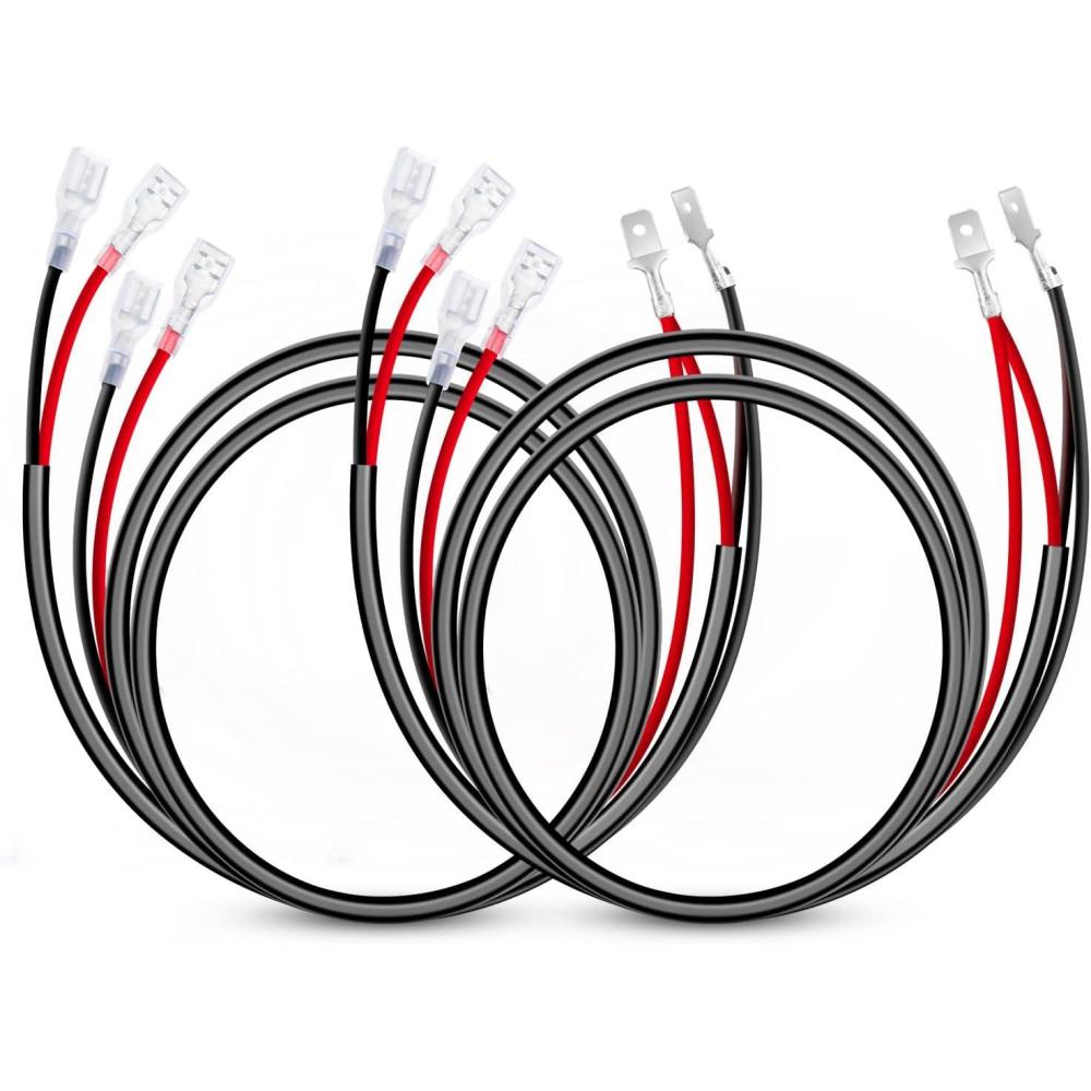 imageNilight 2PCS 16 AWG Wiring Harness Extension Kit Help 1 Lead Harness to Connect 2 Off Road LED Light Bar 2 Year WarrantyBlack