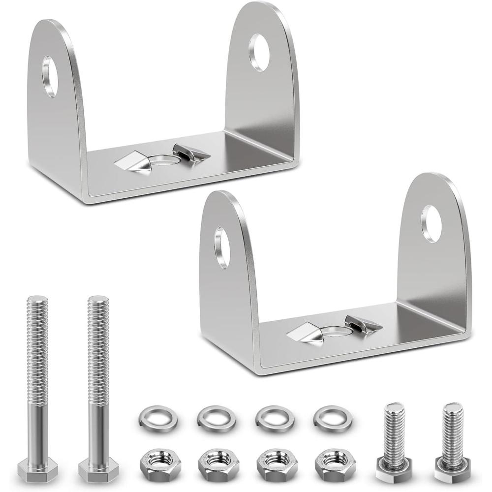 imageNilight 2PCS Stainless Steel Mounting Base Brackets Adjustable Mount Bracket Kits for 7Inch 51W Red and Black Round Spot Flood Light Pod