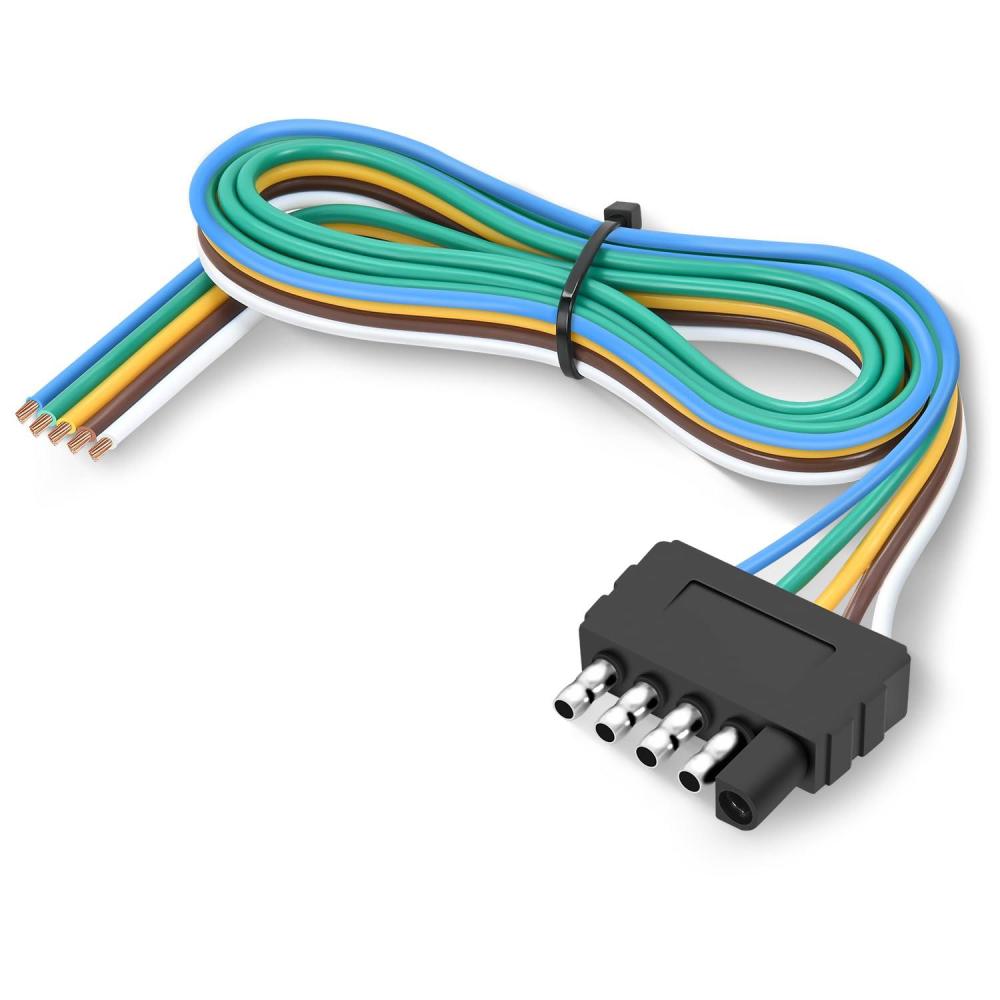 imageNilight 4 Way Flat Trailer YSplitter Plug and Play Adapter Extension Harness for LED Tailgate Light Bar Trailer Lights2 Years WarrantyMale End 5Pin Wiring Harness 22inch