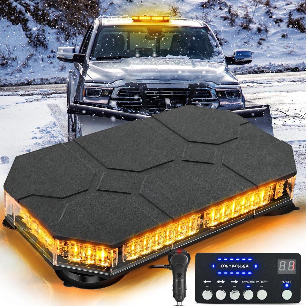 imageNilight 42 LED Roof Top Strobe Lights Hazard Emergency Safety Warning Flashing Light Bar wControl Panel Magnetic Mount 12V 24V Car Truck Tractor Snow Plow Construction VehiclesAmber