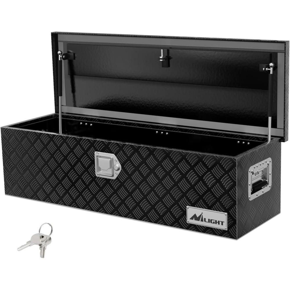 imageNilight 44 Inch Truck Tool Box Heavy Duty Aluminum Stripes Plated Pick Up Truck Bed Toolboxes 44quotx15quotx15quot Waterproof Storage Organizer for Bed of Truck RV Trailer with Side Handle Lock Keys Black39x13x10