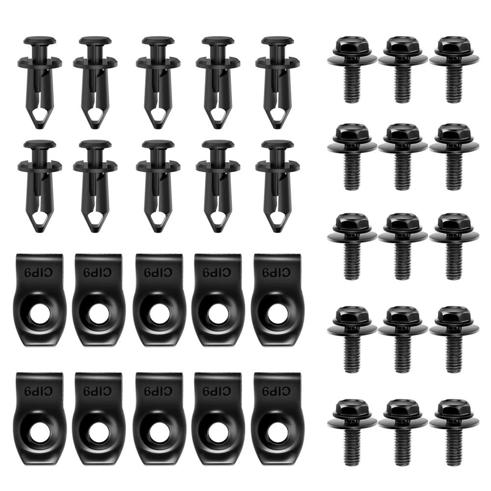 imageNilight 845Pcs Car Push Retainer Clips Auto Fasteners Assortment 24 Most Popular Sizes Nylon Bumper Fender Rivets with 10 Cable Ties and Fasteners Remover for GM Ford Lexus Honda Chrysler Mazda35Pcs Extruded Unuts