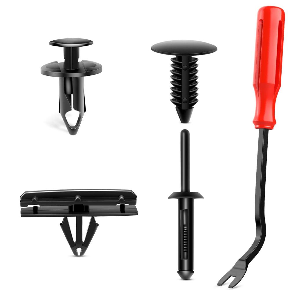 imageNilight 845Pcs Car Push Retainer Clips Auto Fasteners Assortment 24 Most Popular Sizes Nylon Bumper Fender Rivets with 10 Cable Ties and Fasteners Remover for GM Ford Lexus Honda Chrysler Mazda121Pcs Clips Remover