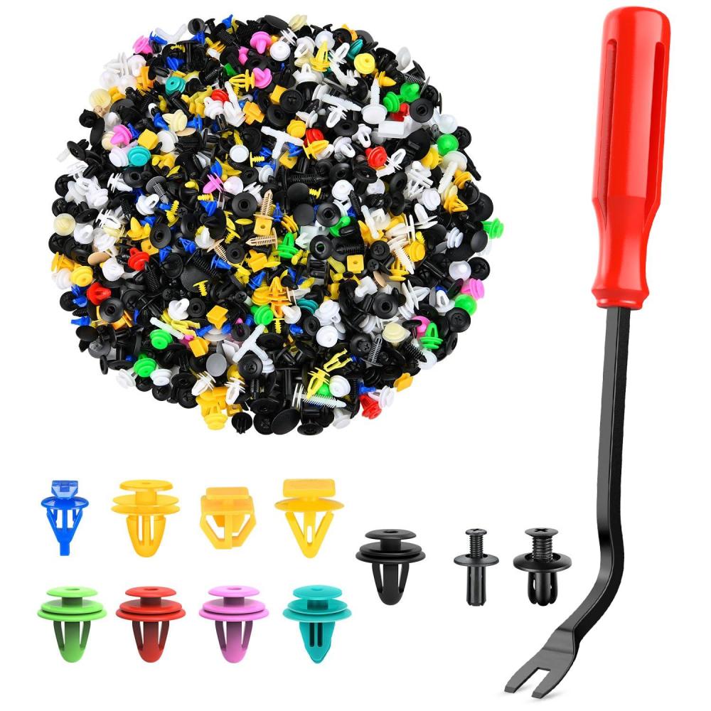 imageNilight 845Pcs Car Push Retainer Clips Auto Fasteners Assortment 24 Most Popular Sizes Nylon Bumper Fender Rivets with 10 Cable Ties and Fasteners Remover for GM Ford Lexus Honda Chrysler Mazda1000Pcs Clips  Remover