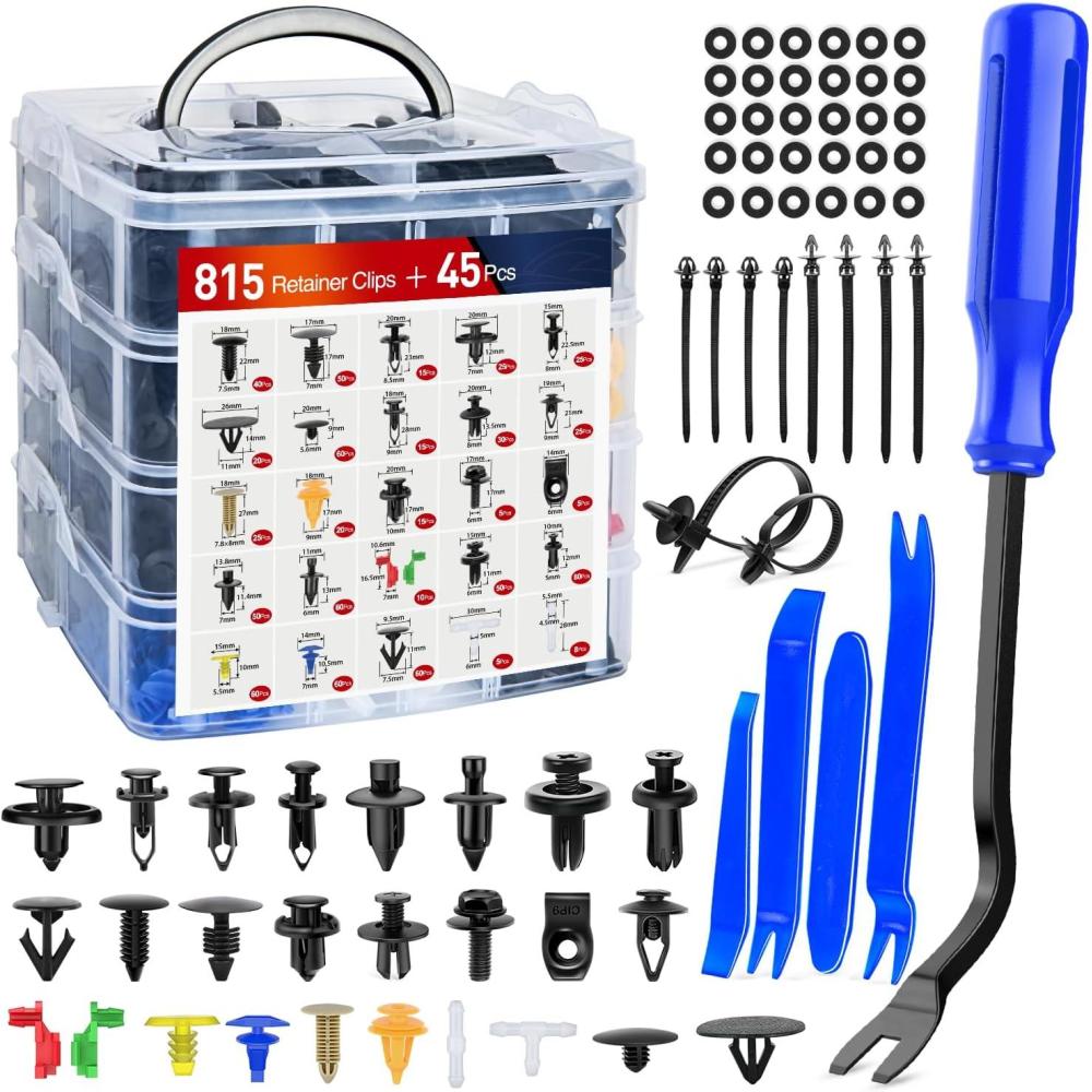 imageNilight 860Pcs Car Push Retainer Clips ampamp Auto Fasteners Assortment 26 Most Popular Sizes Nylon Bumper Fender Rivets with 10 Cable Ties and Fasteners Remover for Toyota GM Ford Honda Chevy