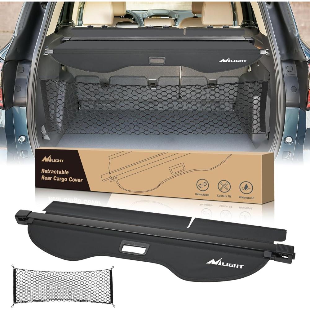 imageNilight Cargo Cover Fit for Ford Escape 2013 2014 2015 2016 2017 2018 2019 Retractable Privacy Security Shield Shade Rear Trunk Cover with Trunk Storage Net