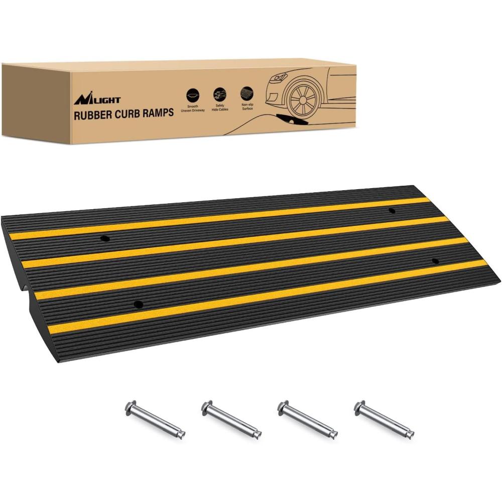 imageNilight Driveway Curb Ramps 26 Inch High HeavyDuty Rubber Curbside Vehicle ramps for Car Truck Wheelchair Mobility Loading Dock Garage 2 Pack1PC