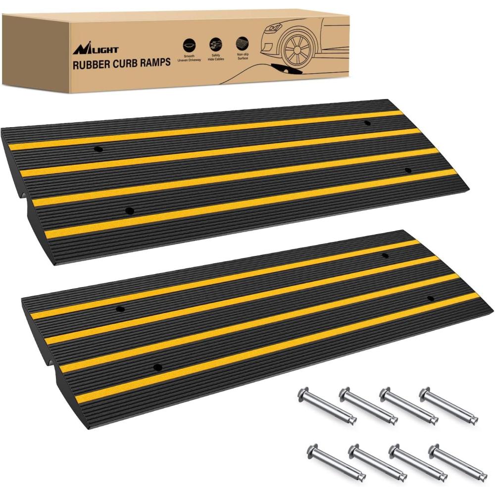 imageNilight Driveway Curb Ramps 26 Inch High HeavyDuty Rubber Curbside Vehicle ramps for Car Truck Wheelchair Mobility Loading Dock Garage 2 Pack2PCS