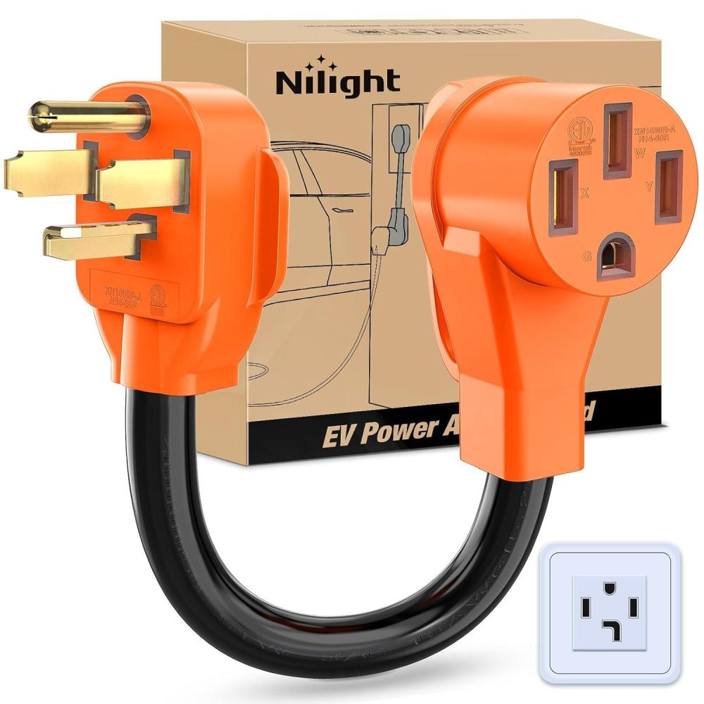 imageNilight Dryer Adapter Cord 30 Amp to 30Amp 4 Prong 125V250V 7500 Watt Pure Copper New Outlet Old Plug Conversion Heavy Duty 10 Gauge Wire 1430P 1030R 30M30FNew dryer plug to EV