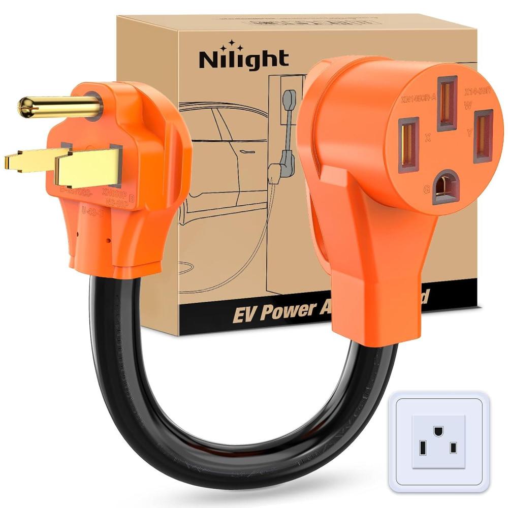 imageNilight Dryer Adapter Cord 30 Amp to 30Amp 4 Prong 125V250V 7500 Watt Pure Copper New Outlet Old Plug Conversion Heavy Duty 10 Gauge Wire 1430P 1030R 30M30FWelder plug to EV
