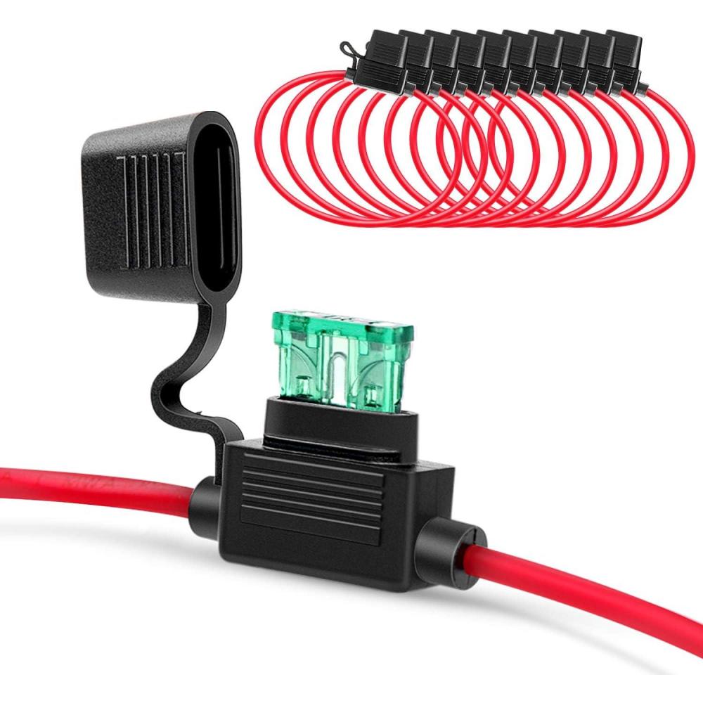 imageNilight GA0004 5Pack 12AWG Inline Wiring Harness 12 Gauge ATCATO Automotive Holder with 30A Fuse Blade Standard Plug Socket5 Pack 2 Years Warranty10Pcs 14AWG Fuse Holder