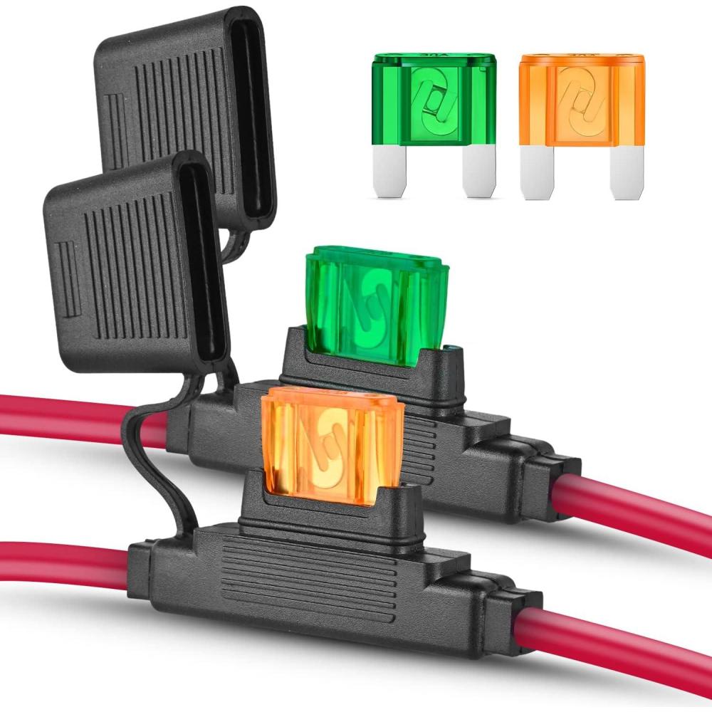 imageNilight GA0004 5Pack 12AWG Inline Wiring Harness 12 Gauge ATCATO Automotive Holder with 30A Fuse Blade Standard Plug Socket5 Pack 2 Years Warranty2Pcs 10AWG Maxi Fuse Holder