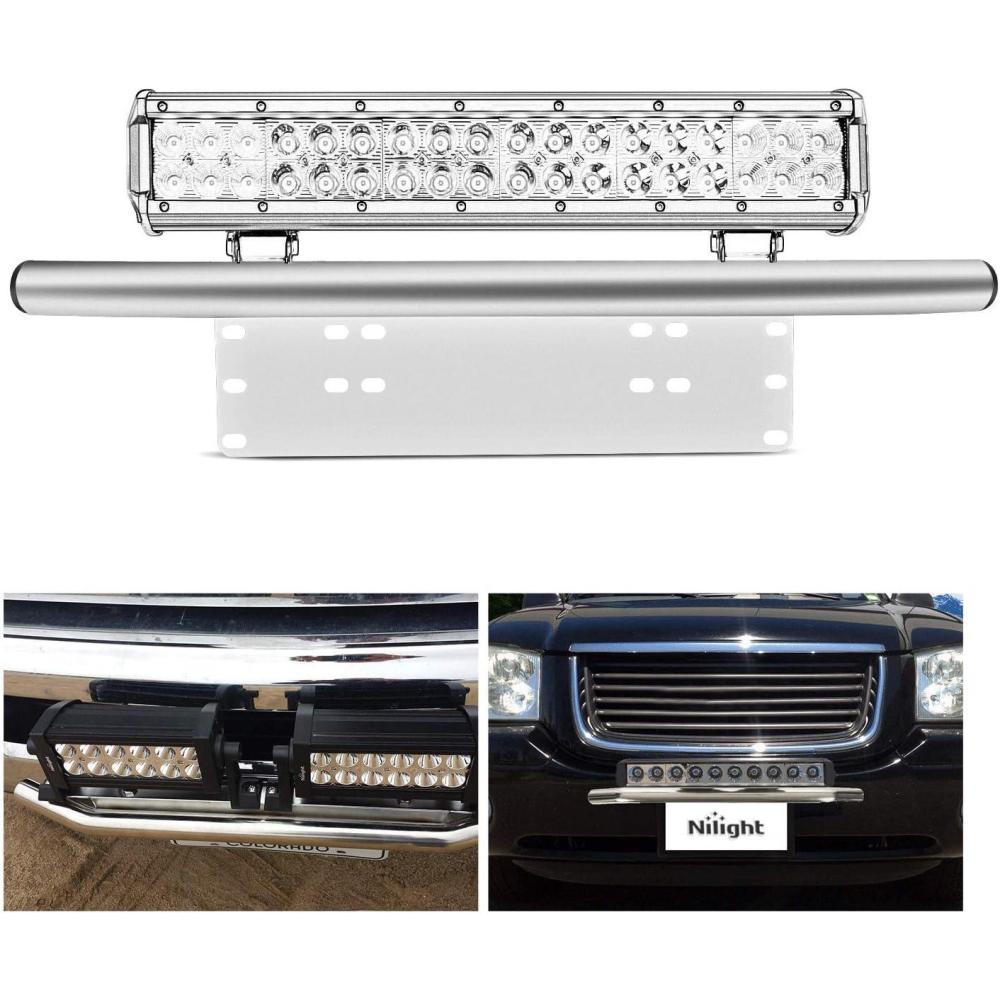 imageNilight Led Light Bar Mounting Bracket Front License Plate Frame Bracket License Plate Mounting Bracket Holder For OffRoad Lights Led Work Lamps Lighting BarsSilver 2 Years WarrantySilver