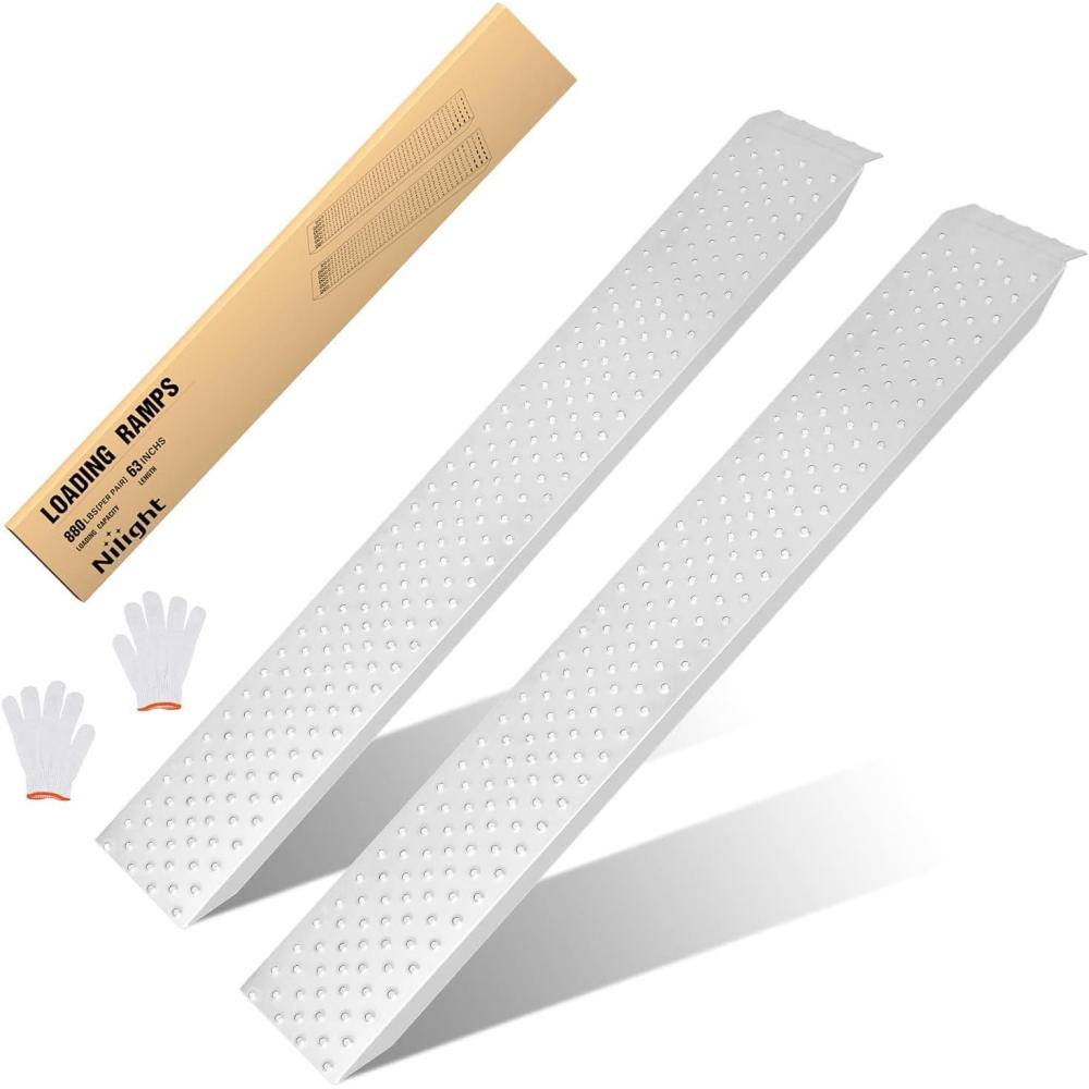 imageNilight Loading Ramps 626quot x 9quot Heavy Duty Steel Trailer Ramp 880lbs Capacity for Hand Truck Motorcycle Riding Mower ATVs ampamp 4Wheel Equipment 2 Pack2Piece