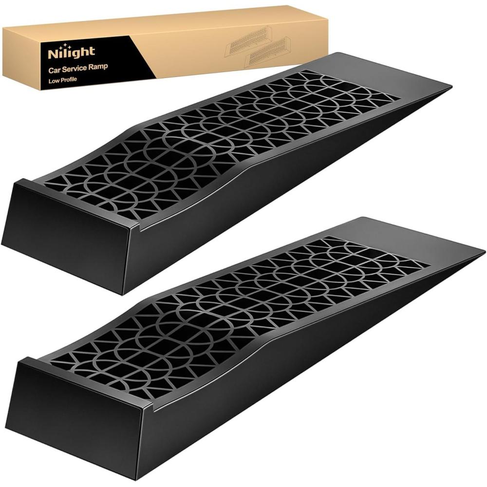 imageNilight Low Profile Car Ramps Portable Drive on Service Ramp for Support Jack Vehicle Maintenance 10000lb GVW Capacity 2 PackSize A