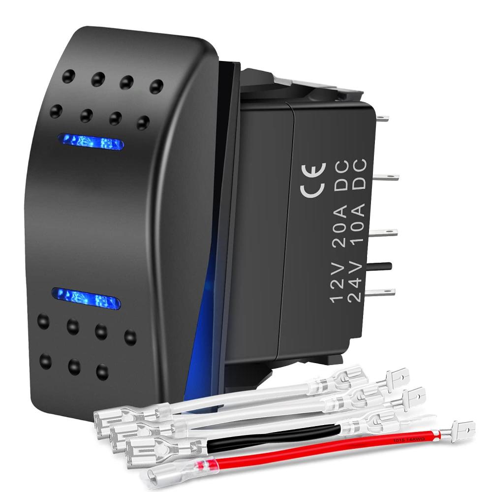 imageNilight Momentary Rocker Switch ONOffON Toggle Switches DPDT 7Pin 12V 24V on Off on LED Switch for Cars Trucks Caravans Boats Winch Pump with Jumper WireBlue