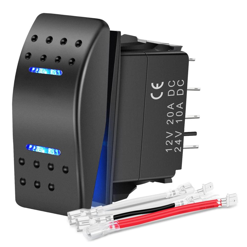 imageNilight Momentary Rocker Switch ONOffON Toggle Switches DPDT 7Pin 12V 24V on Off on LED Switch for Cars Trucks Caravans Boats Winch Pump with Jumper WireON Off ON Switch