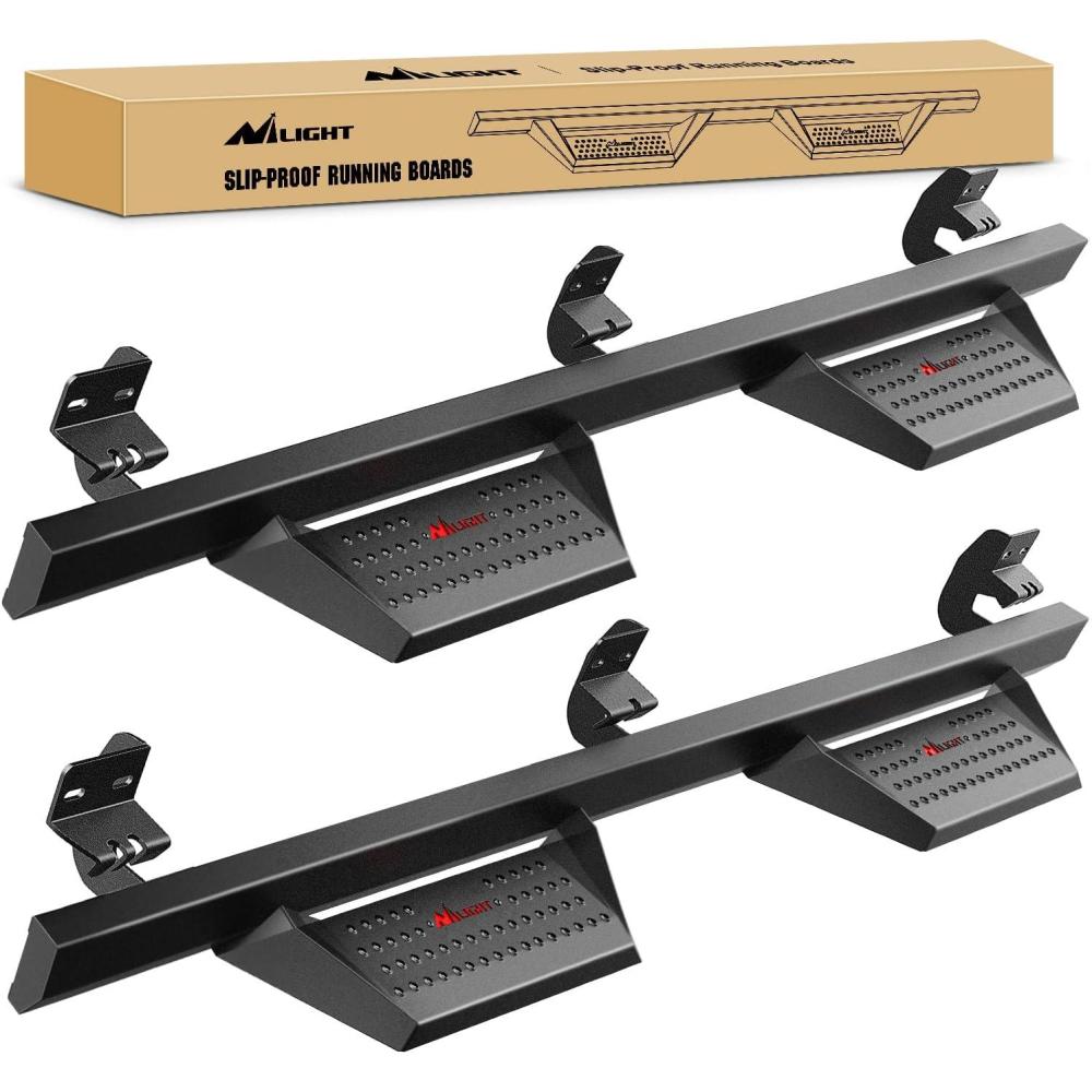 imageNilight Running Boards Compatible for 20092018 Dodge Ram 1500 Crew Cab 20192024 1500 Classic 20102024 2500 3500 4 Inch Drop Side Steps Bolton Black Powder Coated Nerf Bars