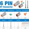 Nilight 3 PIN DT Connector Kit 3 Sets Size 16 Solid Contacts Waterproof Male Female Terminal for 14-20 AWG DT Series Connector Car Truck Motorcycle Off-Road Vehicles Boat(DT-6Pin 3 Sets)