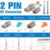 Nilight 3 PIN DT Connector Kit 3 Sets Size 16 Solid Contacts Waterproof Male Female Terminal for 14-20 AWG DT Series Connector Car Truck Motorcycle Off-Road Vehicles Boat(DT-2Pin 3 Sets)