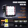 Nilight 4 Inch LED Pod Lights Heated Lens with DRL 60 W Square Super Spot w/ 16AWG Wiring Harness Kit Offroad Anti Freeze Function Work Light for Truck UTV ATV SUV Jeep(4 Inch Heated Lens LED Pod with White DRL)