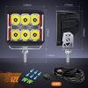 Nilight 4 Inch LED Pod Lights Heated Lens with DRL 60 W Square Super Spot w/ 16AWG Wiring Harness Kit Offroad Anti Freeze Function Work Light for Truck UTV ATV SUV Jeep(4 Inch Heated Lens LED Pod with White DRL)