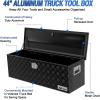 Nilight 44 Inch Truck Tool Box Heavy Duty Aluminum Stripes Plated Pick Up Truck Bed Toolboxes 44″x15″x15″ Waterproof Storage Organizer for Bed of Truck RV Trailer with Side Handle Lock Keys, Black(44″x15″x15″)