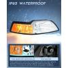 Nilight Headlight Assembly for 1999 2000 2001 2002 2003 2004 Ford Mustang Headlamps Replacement Chrome Housing Amber Reflector Driver and Passenger Side(Chrome Housing+ Amber Reflector)