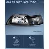 Nilight Headlight Assembly for 1999 2000 2001 2002 2003 2004 Ford Mustang Headlamps Replacement Chrome Housing Amber Reflector Driver and Passenger Side(Black Housing+ Clear Reflector)