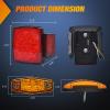 Nilight LED Trailer Light Kit Square Stop Turn Tail Red Amber Side Marker lights Third Brake ID Bar for 12V Utility Boat Camper RV Trucks Marine Snowmobile