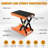 Nilight Motorcycle Lift Jack 1100 LBS Scissor Jack Stand Lift from 3.4″ to 14.2″ with Wide Deck Crank Handle Steel Scissor Hoist Garage Repair Lifter Table Jacks for Motorcycles ATV Dirt Bike, Red(Orange w Safety Pin)