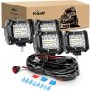 Nilight – ZH416 4PCS 4Inch 60W Triple Row Flood Spot Combo 6000LM LED Pods Light Bar Driving Boat Led Off Road Lights with 16AWG Wiring Harness-4 Leads