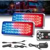 Nilight 2PCS 42LED Red Blue Wireless Magnetic Strobe Lights Portable Warning Hazard Light Surface Mount Waterproof 5 Patterns for 12V 24V Cars Trucks Van Off Road Vehicles ATV