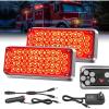 Nilight 2PCS 42LED Red Wireless Magnetic Strobe Lights Portable Warning Hazard Light Surface Mount Waterproof 5 Patterns for 12V 24V Cars Trucks Van Off Road Vehicles ATV