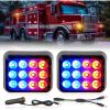Nilight 2PCS Blue Strobe Wireless Magnetic Lights Portable Warning Hazard Light Surface Mount Waterproof 5 Patterns for 12V 24V Off Road Eergency Vehicles(12LED Blue Red)